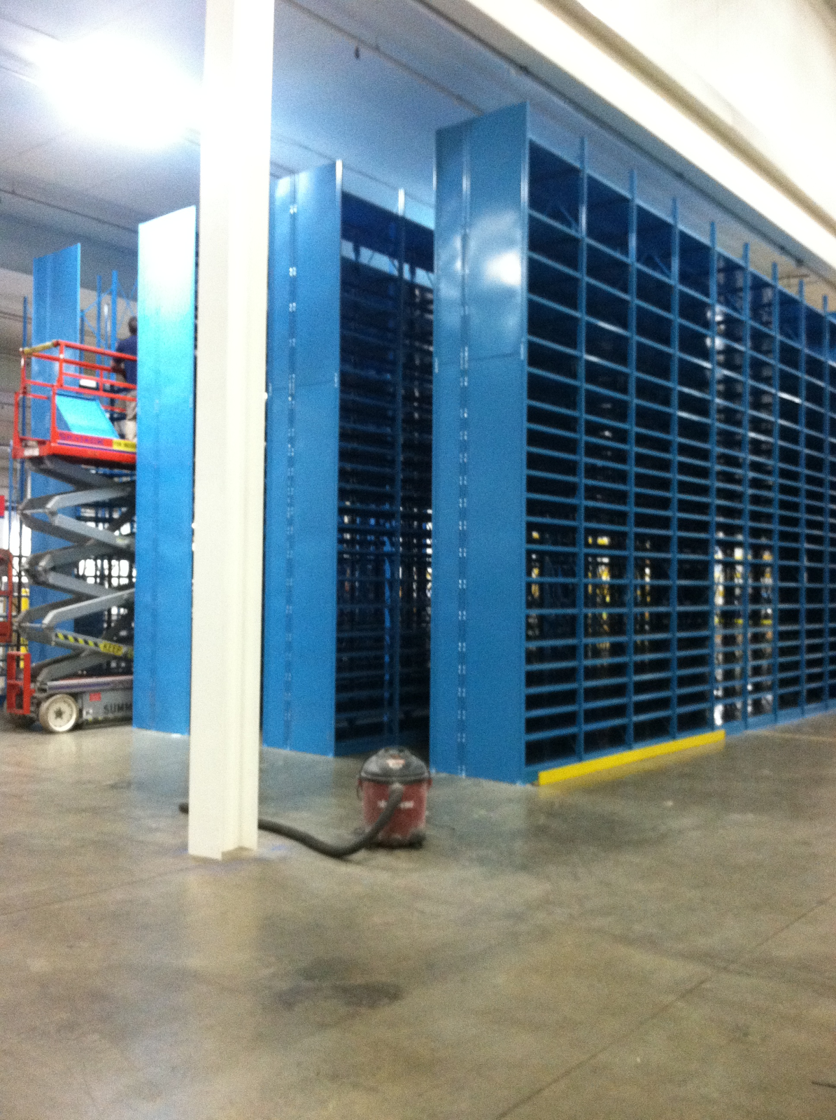 High Rise Warehouse Shelving during installation by Industrial Equipment Erectors